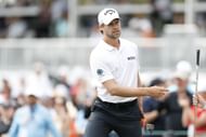 Thomas Detry reacts during the Texas Children's Houston Open, Round Three